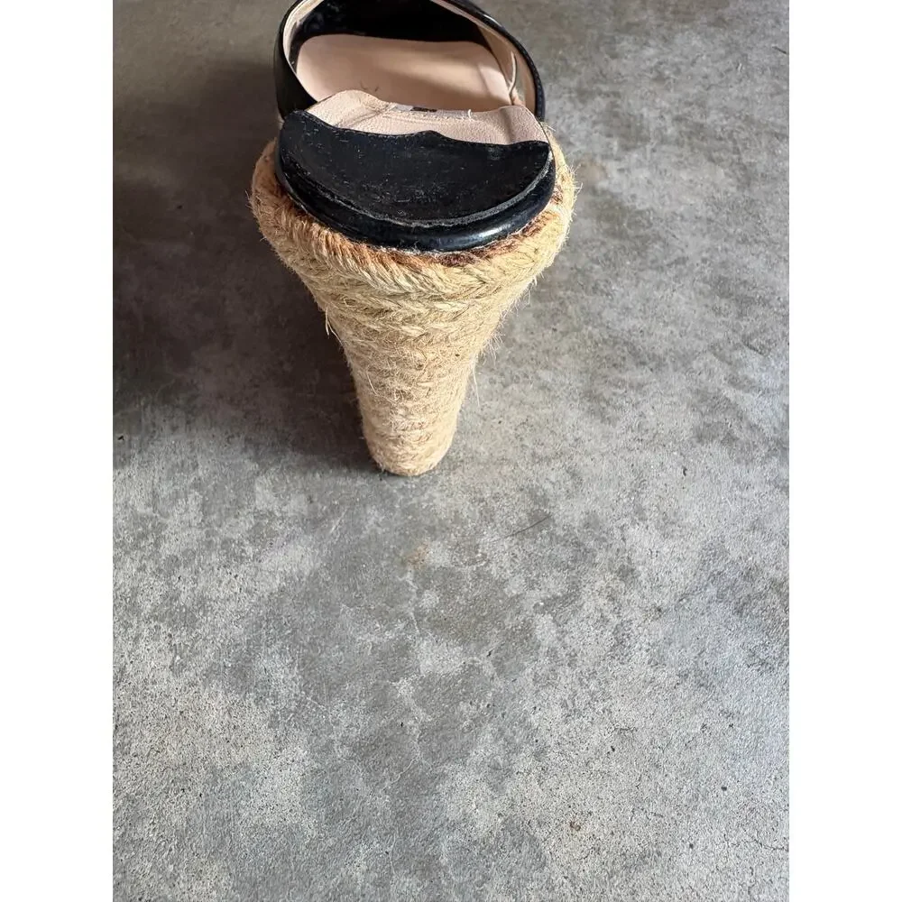 Jimmy Choo Black Patent Leather Espadrilles/ Sandals Italy 39